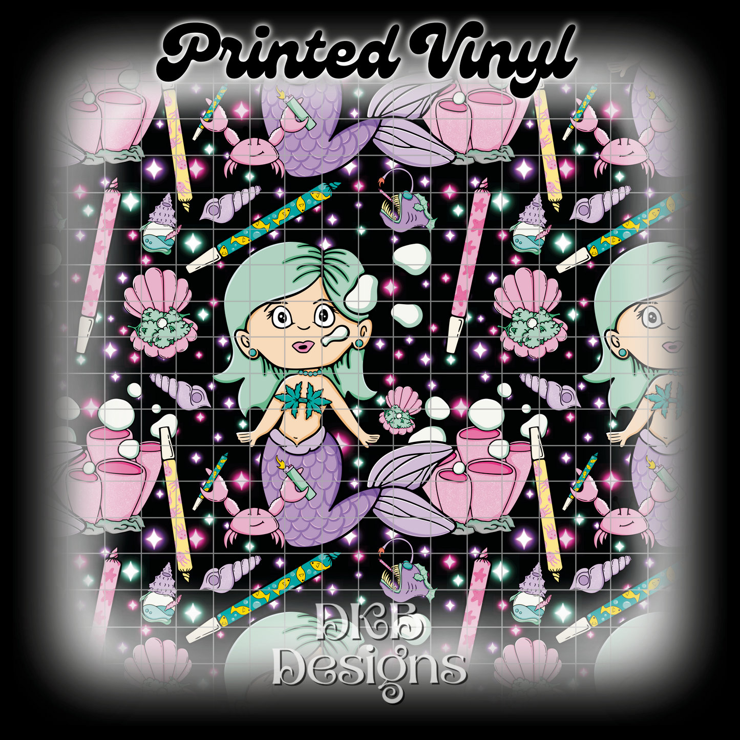 Mermaid black 2 Printed Vinyl