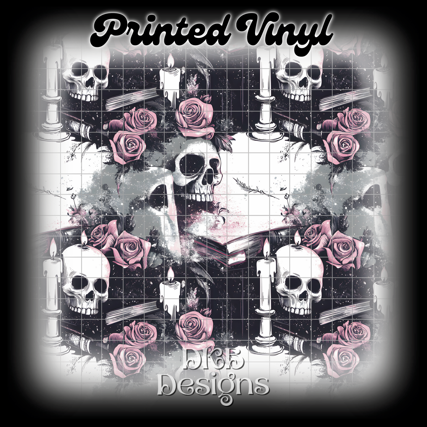 Floral skull book Printed Vinyl