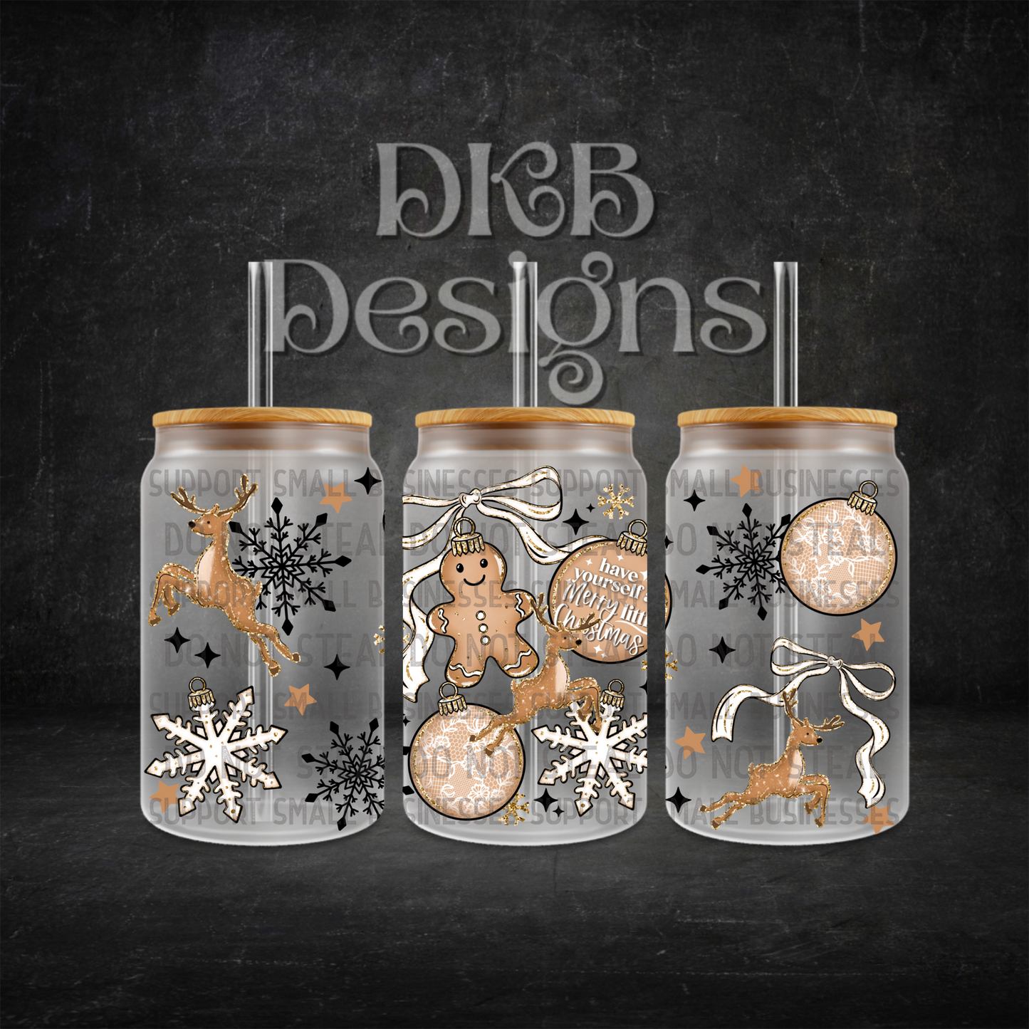 Merry little Christmas 16oz glass can UV DTF