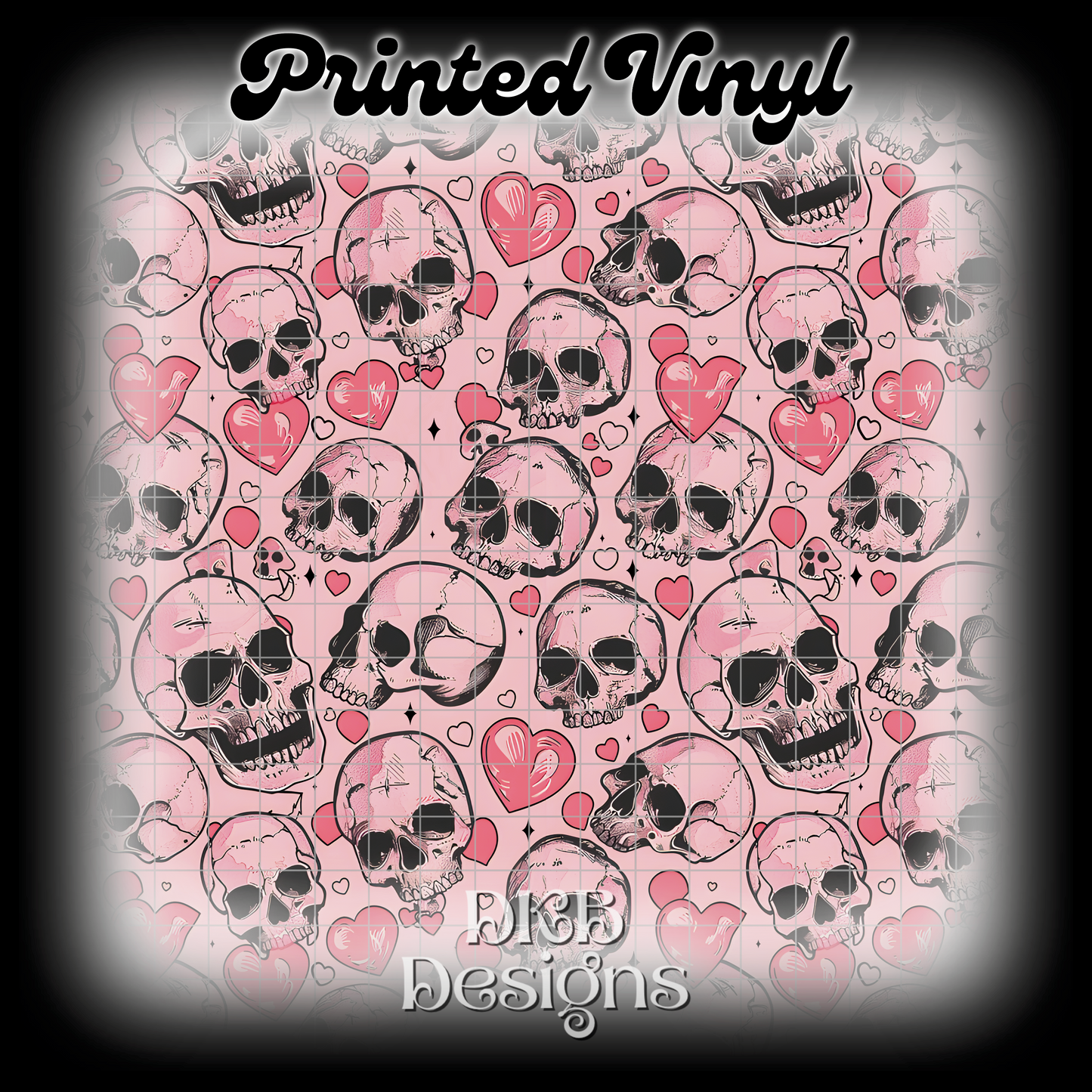 Pink heart skulls Printed Vinyl