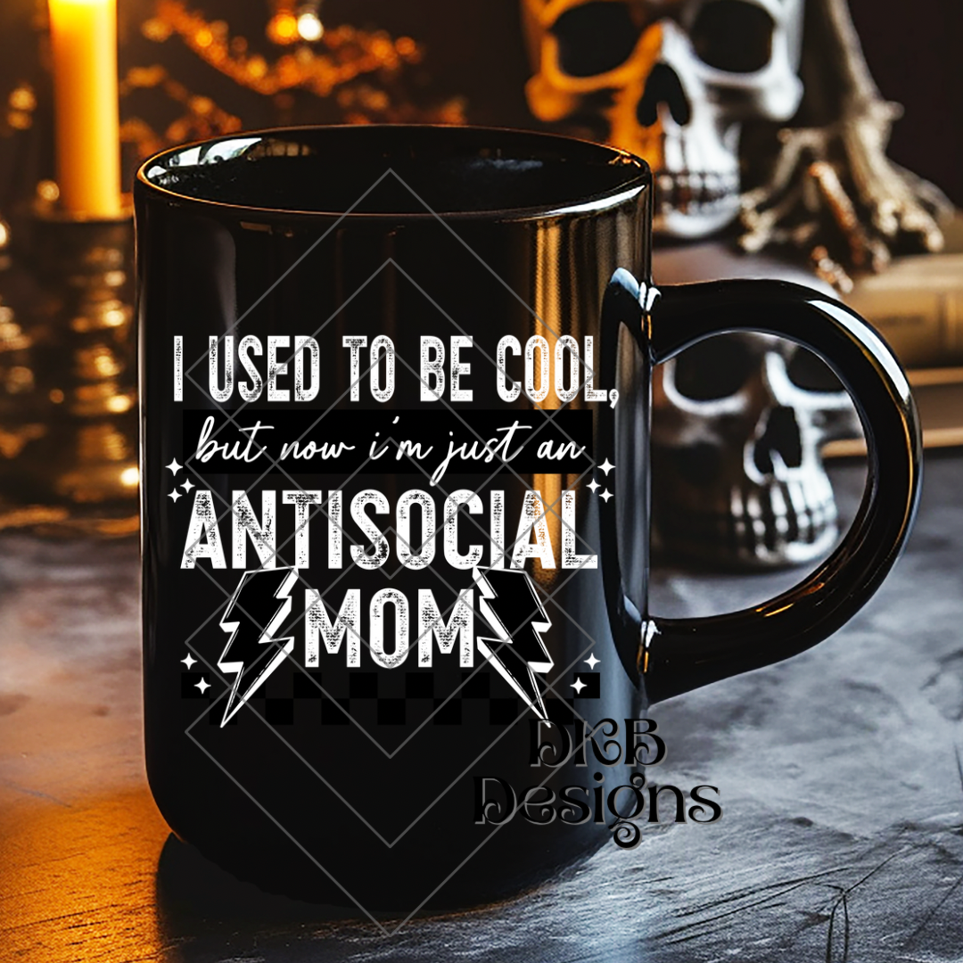 Antisocial mom white UV DTF
