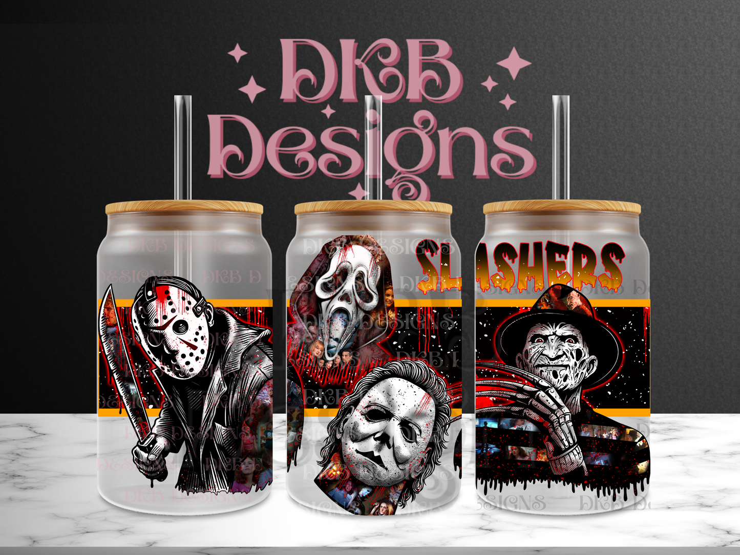 Slasher 16oz glass can UV DTF