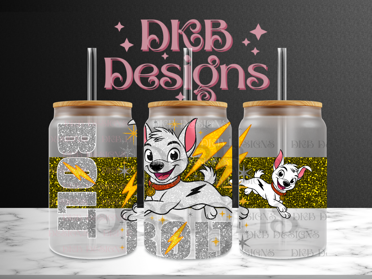 Bolt 16oz glass can UV DTF