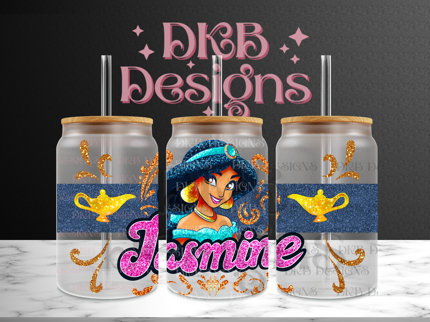 Princess J 16oz glass can UV DTF