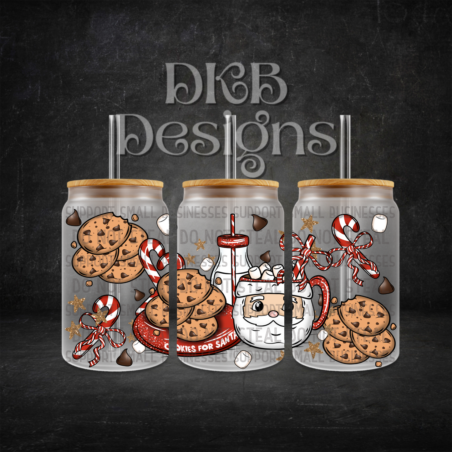Cookies for Santa 16oz glass can UV DTF