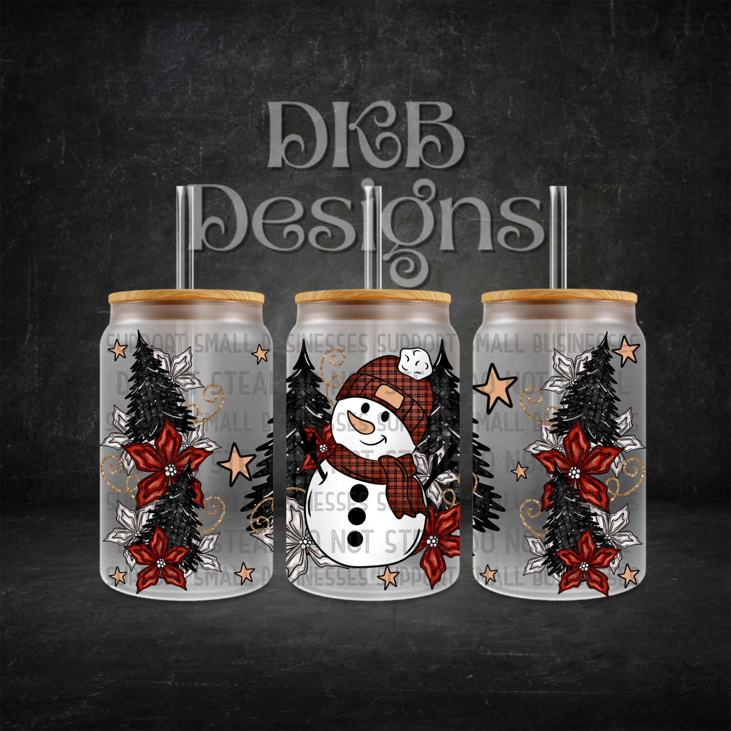 Winter wonderland 16oz glass can UV DTF