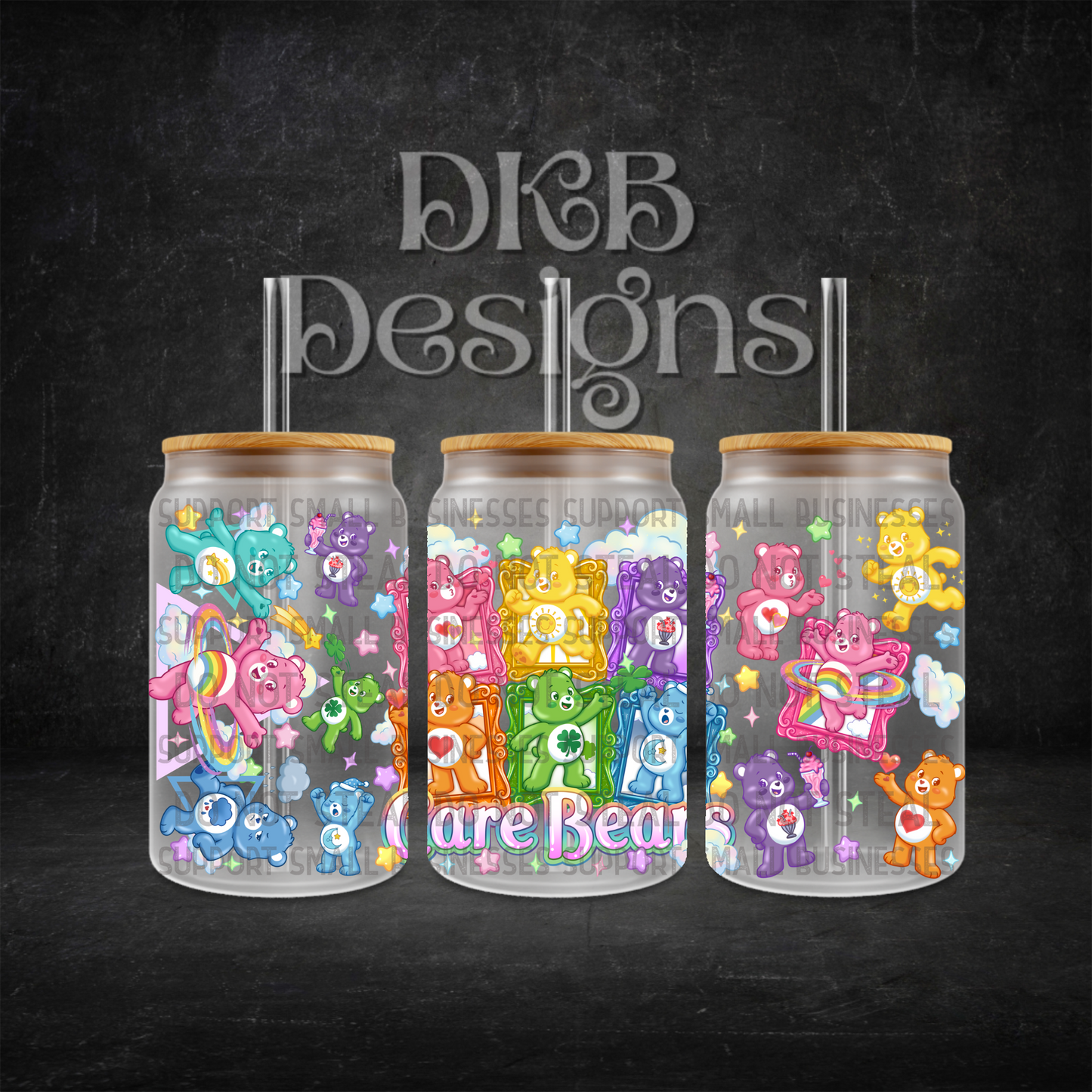 Bears 16oz glass can UV DTF