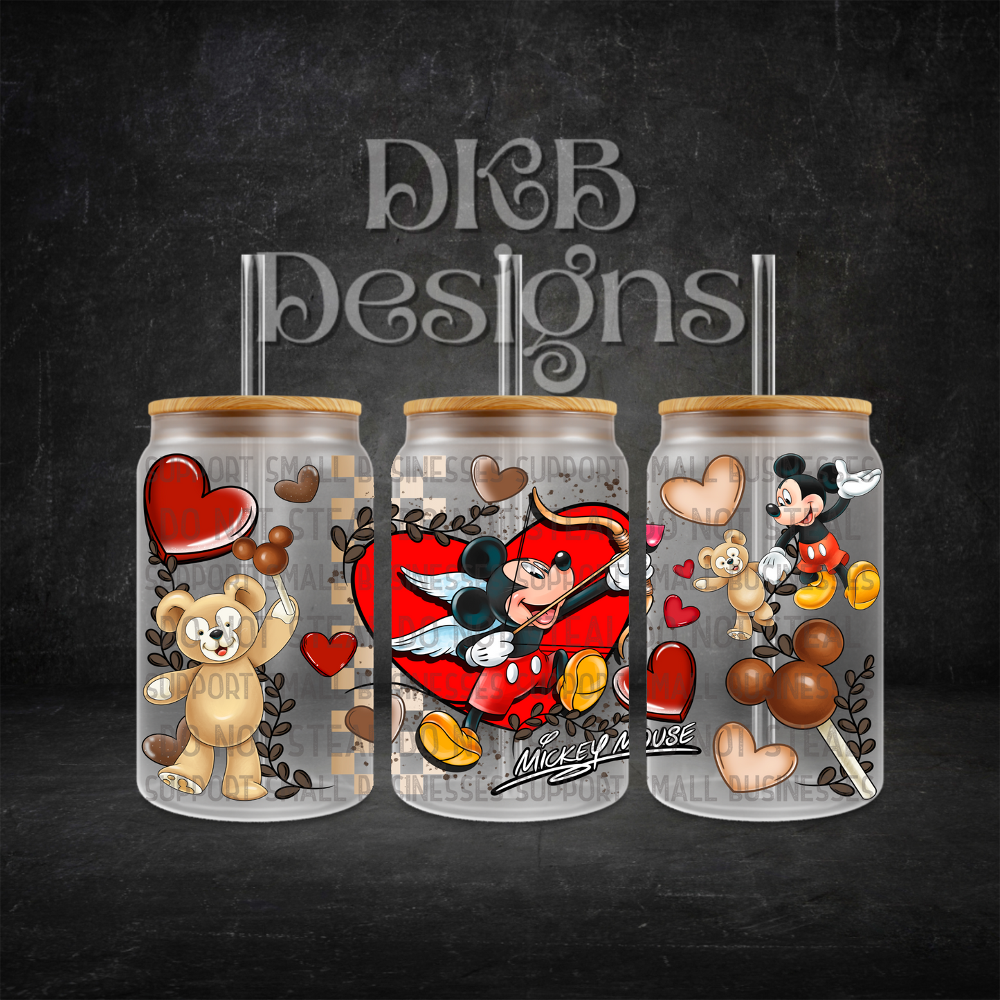 Cupid 16oz glass can UV DTF