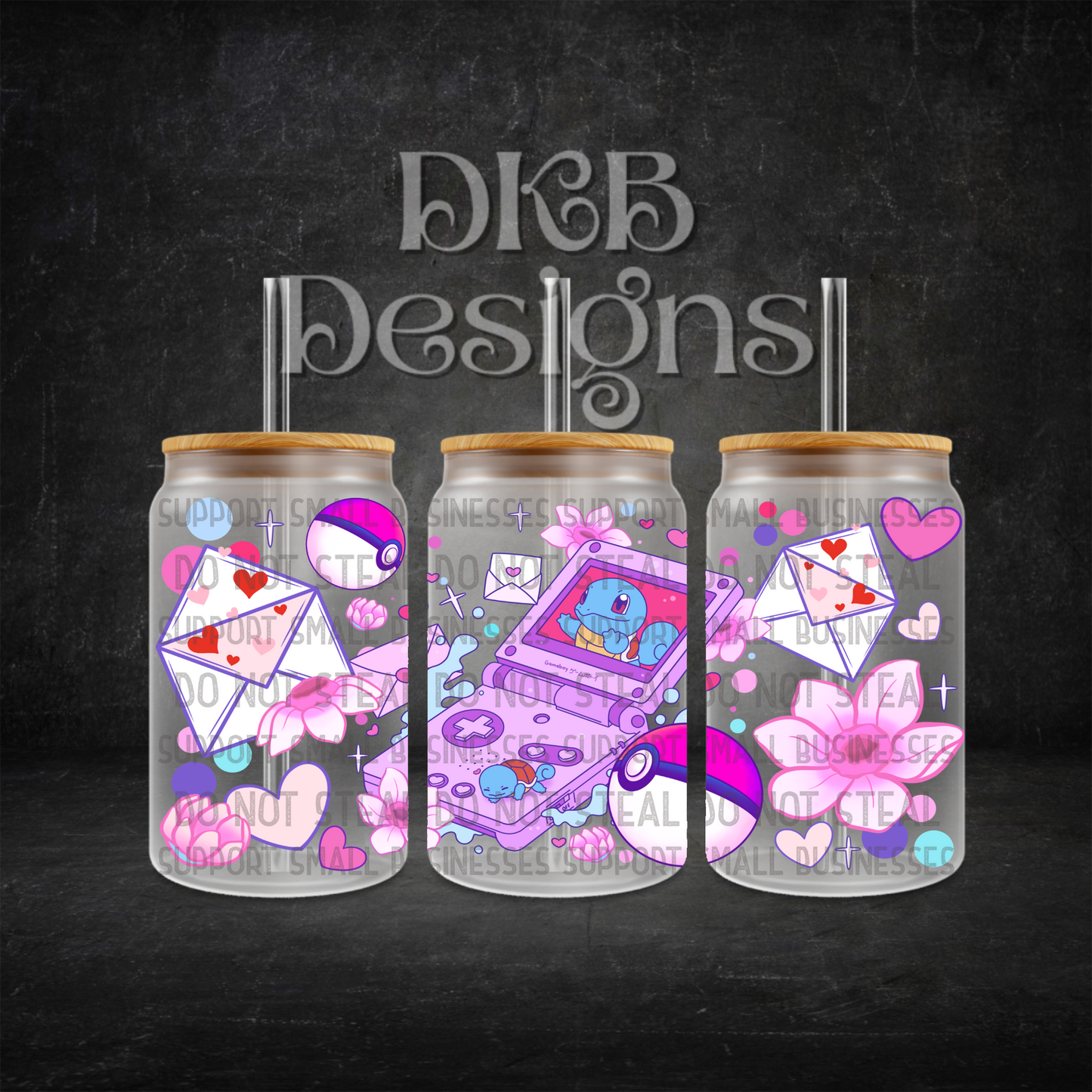 Vday poke 16oz glass can UV DTF