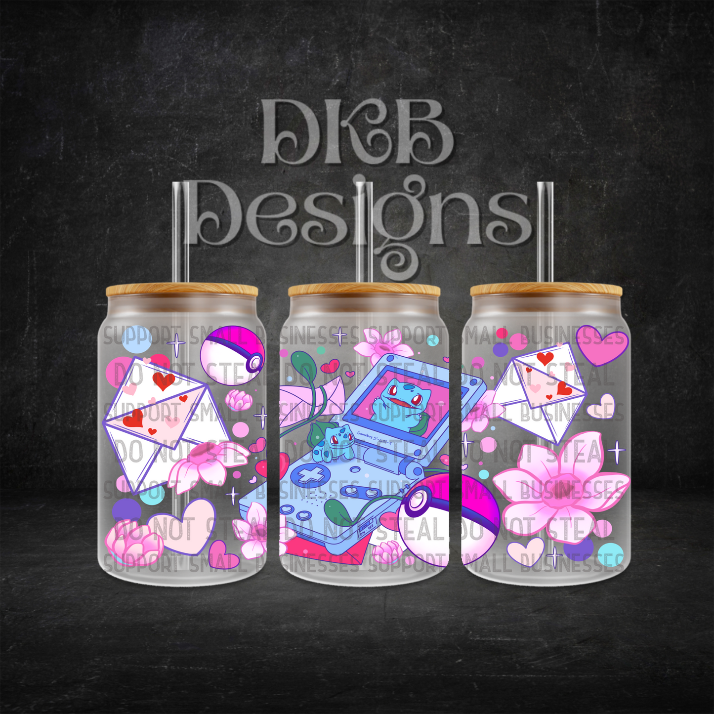 Vday poke 16oz glass can UV DTF