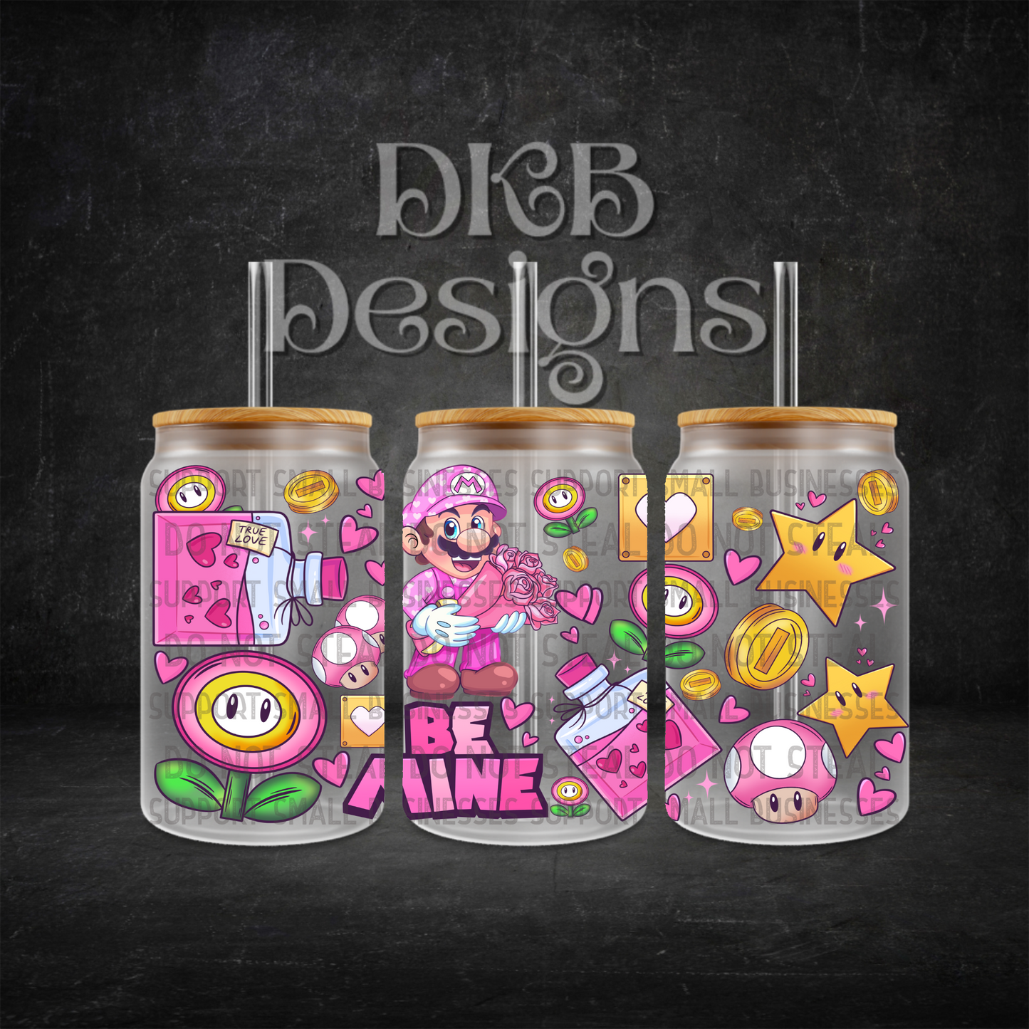 Vday M 16oz glass can UV DTF