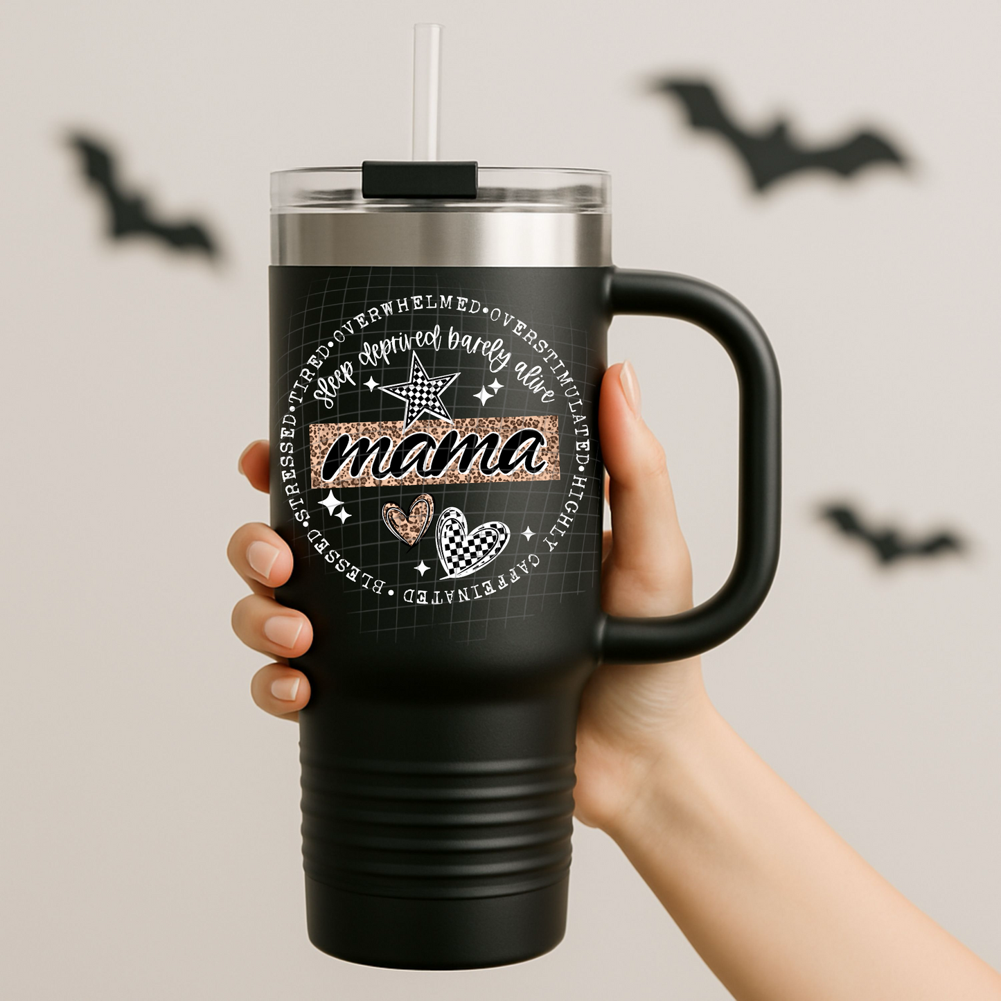 Mama circle white UV DTF