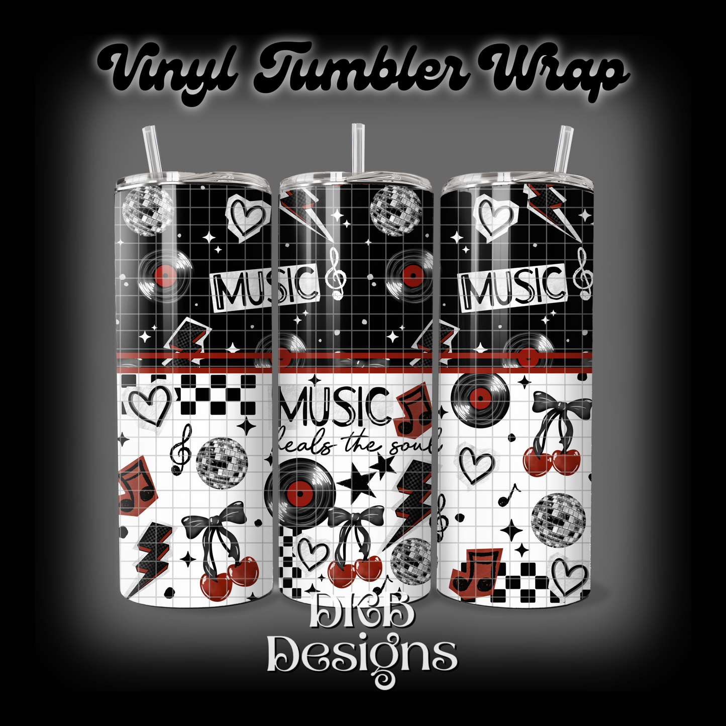 Music heals the soul vinyl tumbler wrap