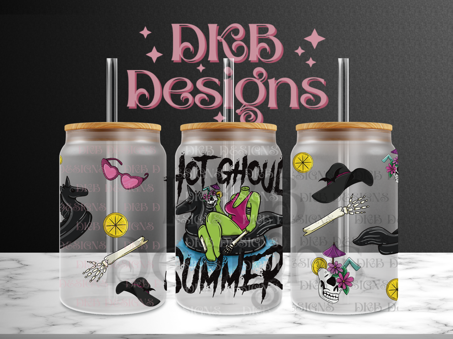 Hot ghoul summer 16oz glass can UV DTF