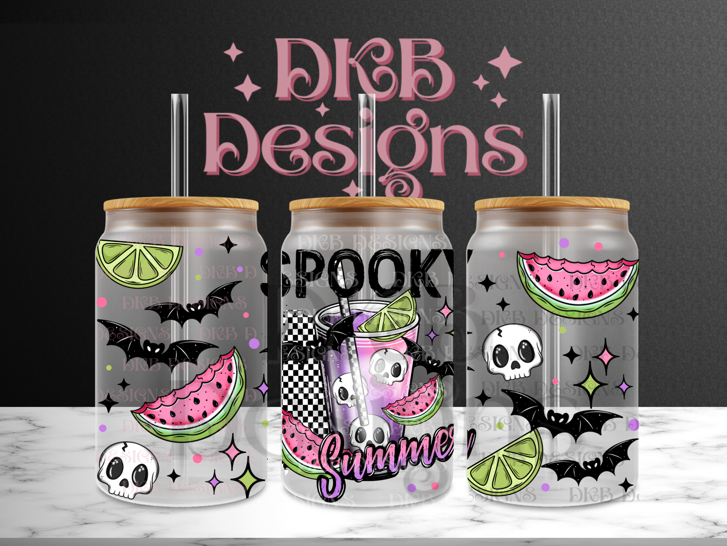 Spooky summer 16oz glass can UV DTF