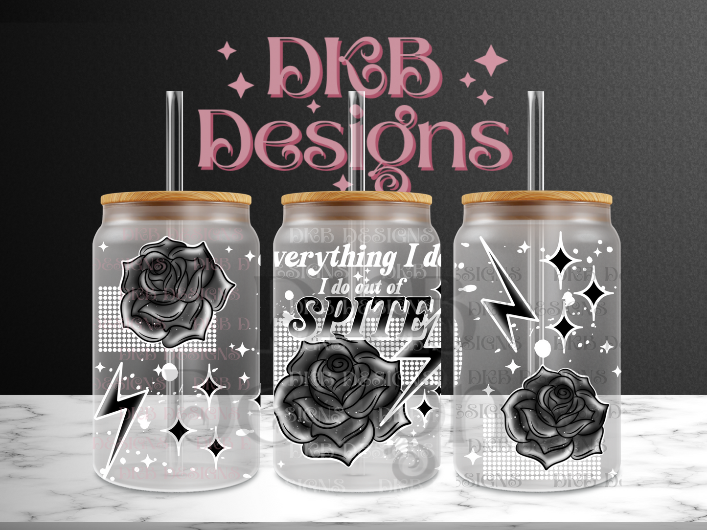 Spite white 16oz glass can UV DTF