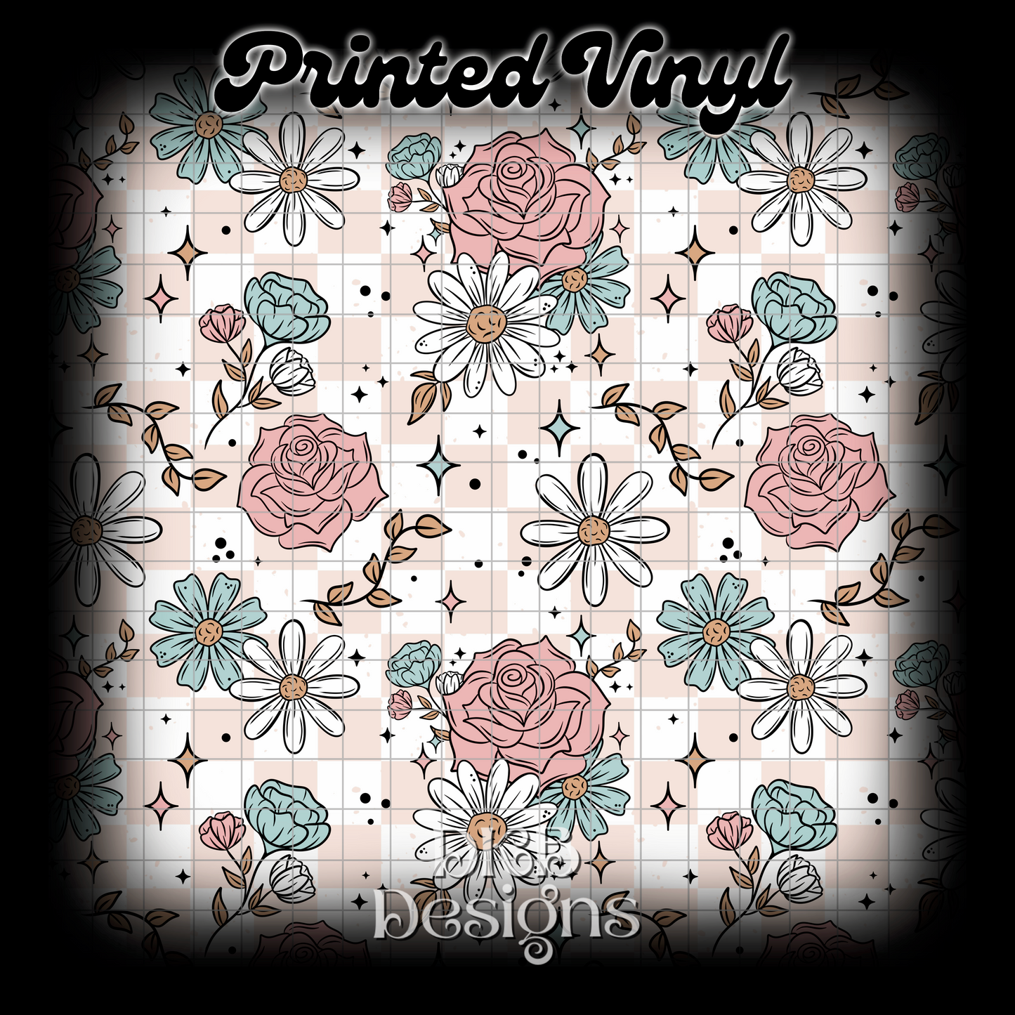 Pink and blue florals Printed Vinyl