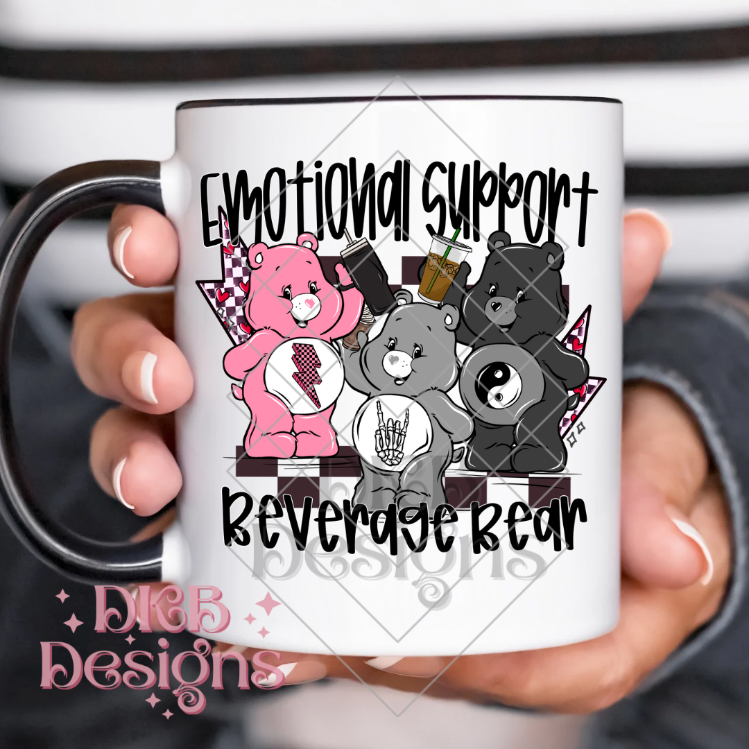 Emotional support beverage bear UV DTF