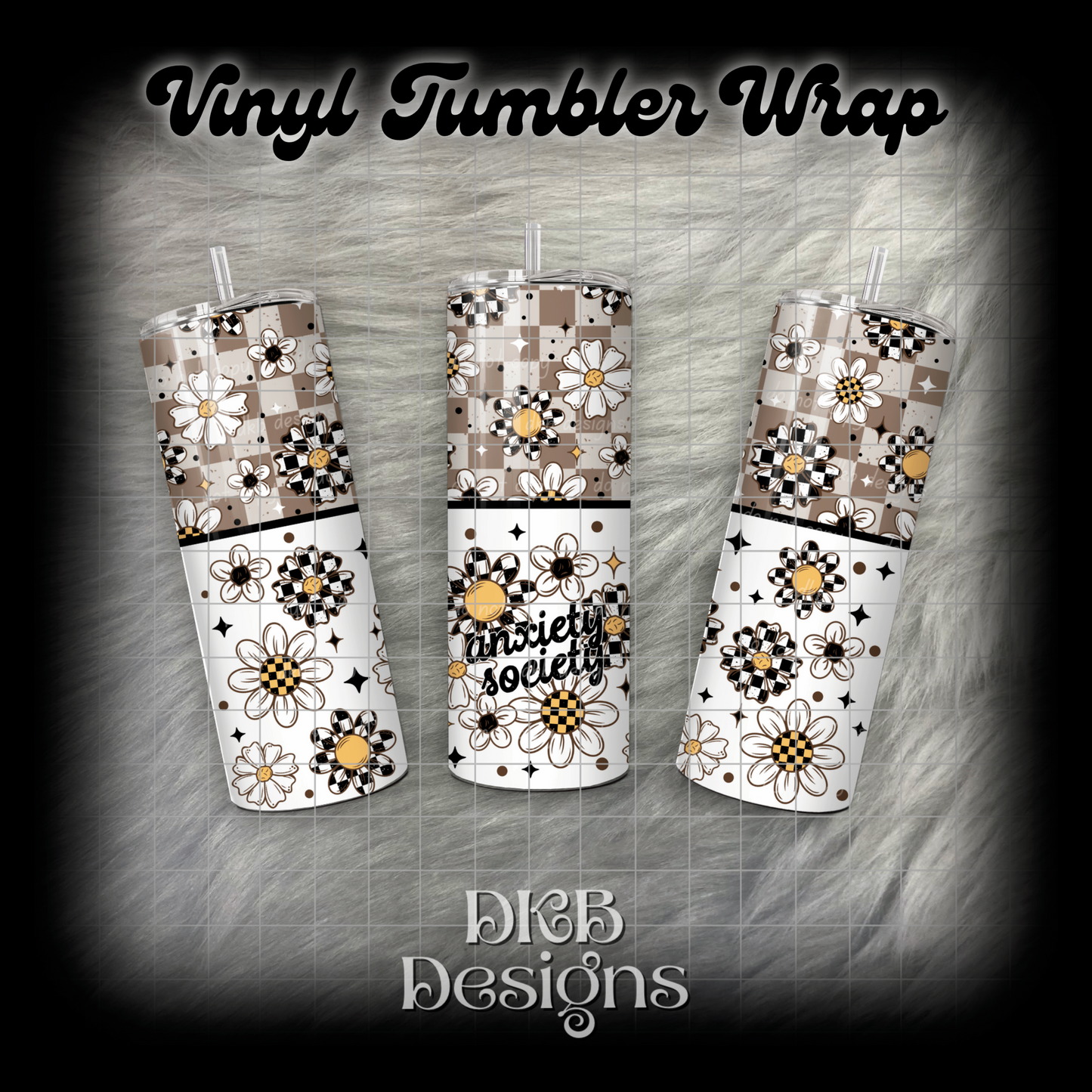 Anxiety society vinyl tumbler wrap
