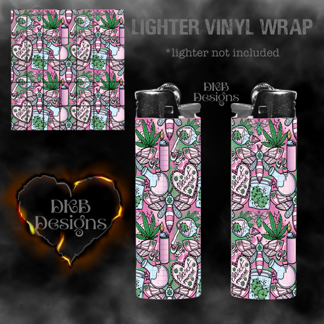 Pink Plant powered lighter vinyl wrap