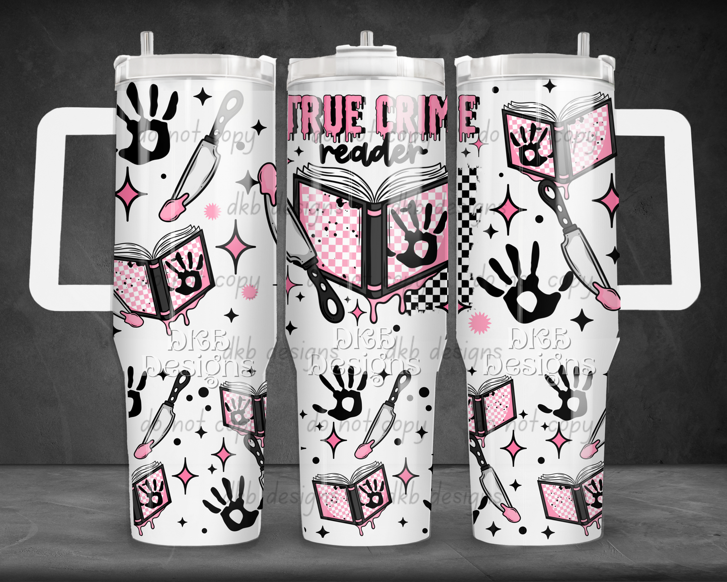True crime reader 40oz Tumbler UV DTF