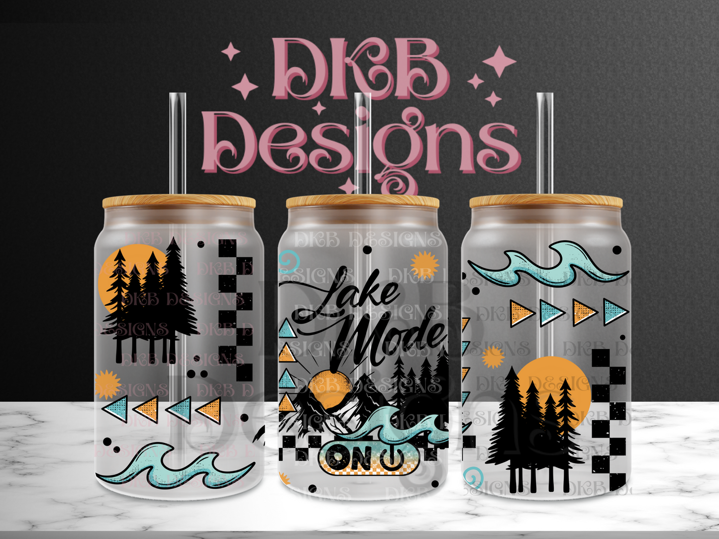 Lake mode 16oz glass can UV DTF