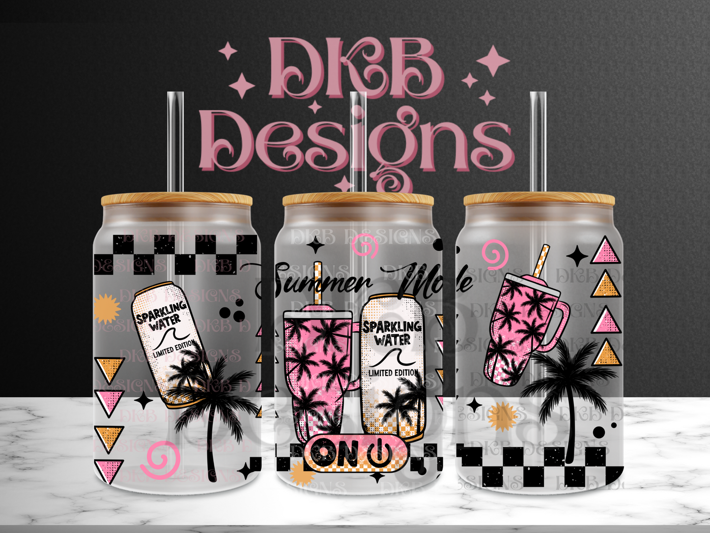 Sparkling water 16oz glass can UV DTF