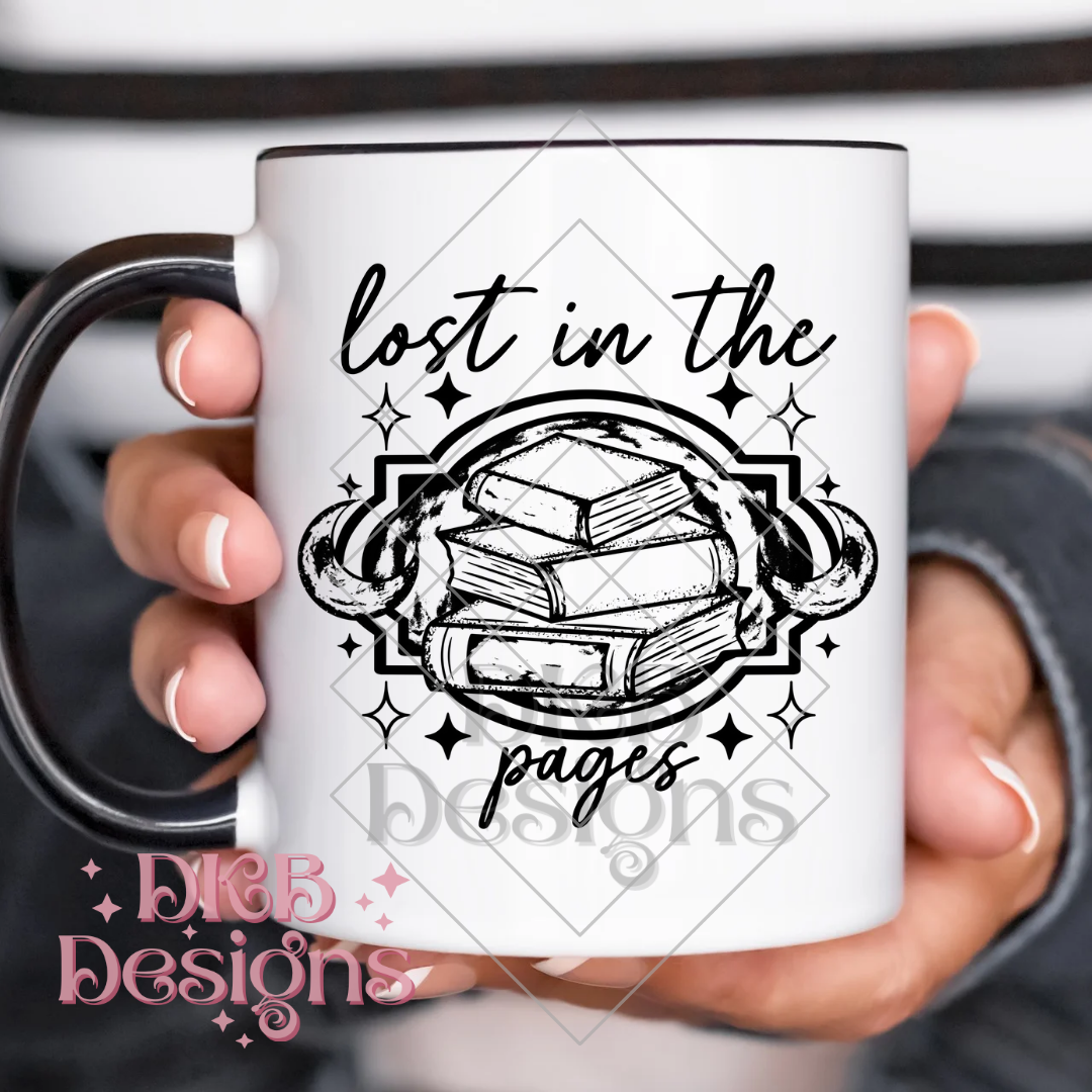 Lost in the pages black UV DTF