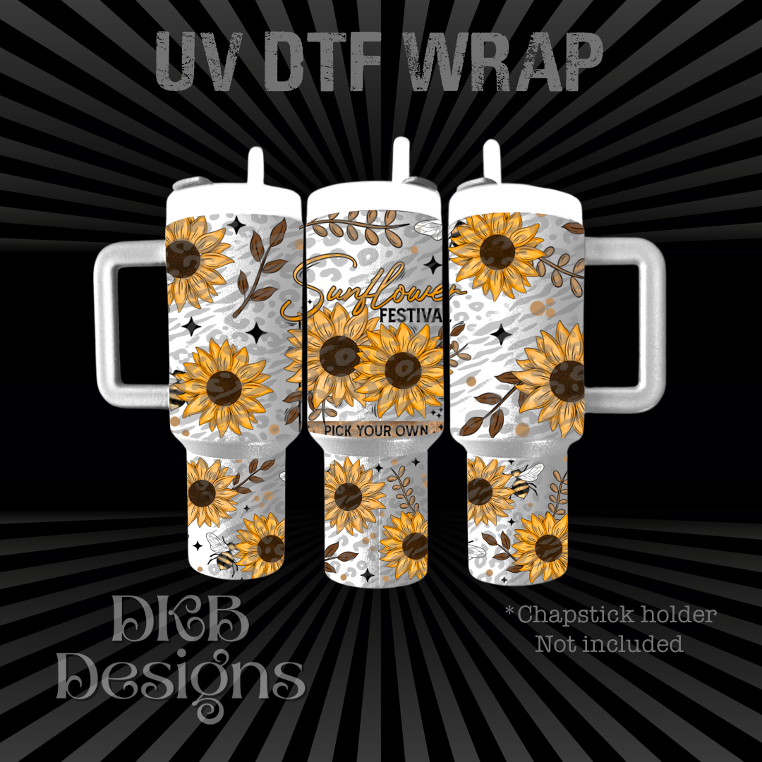 Sunflower festival Chapstick holder UV DTF