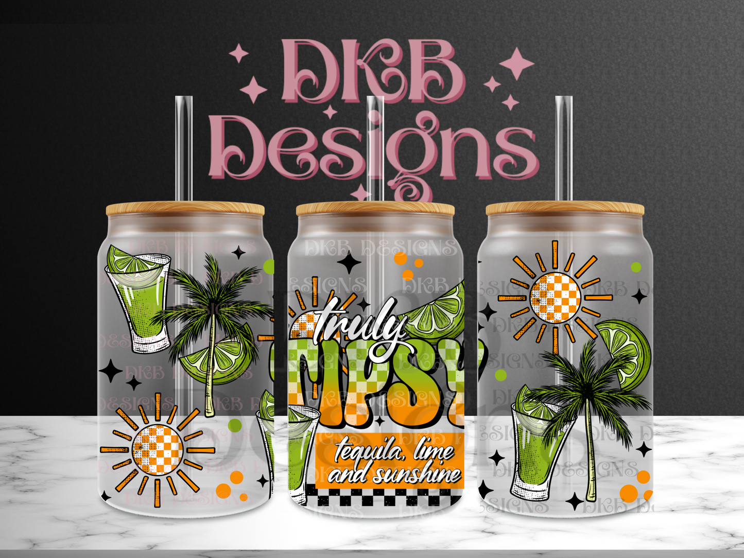 Truly tipsy 16oz glass can UV DTF