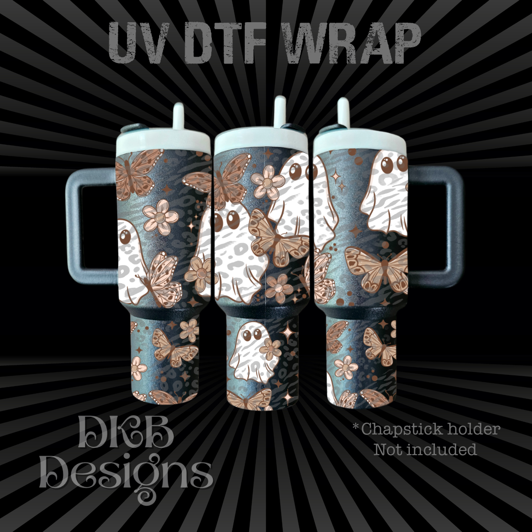 Ghost butterflies Chapstick holder UV DTF