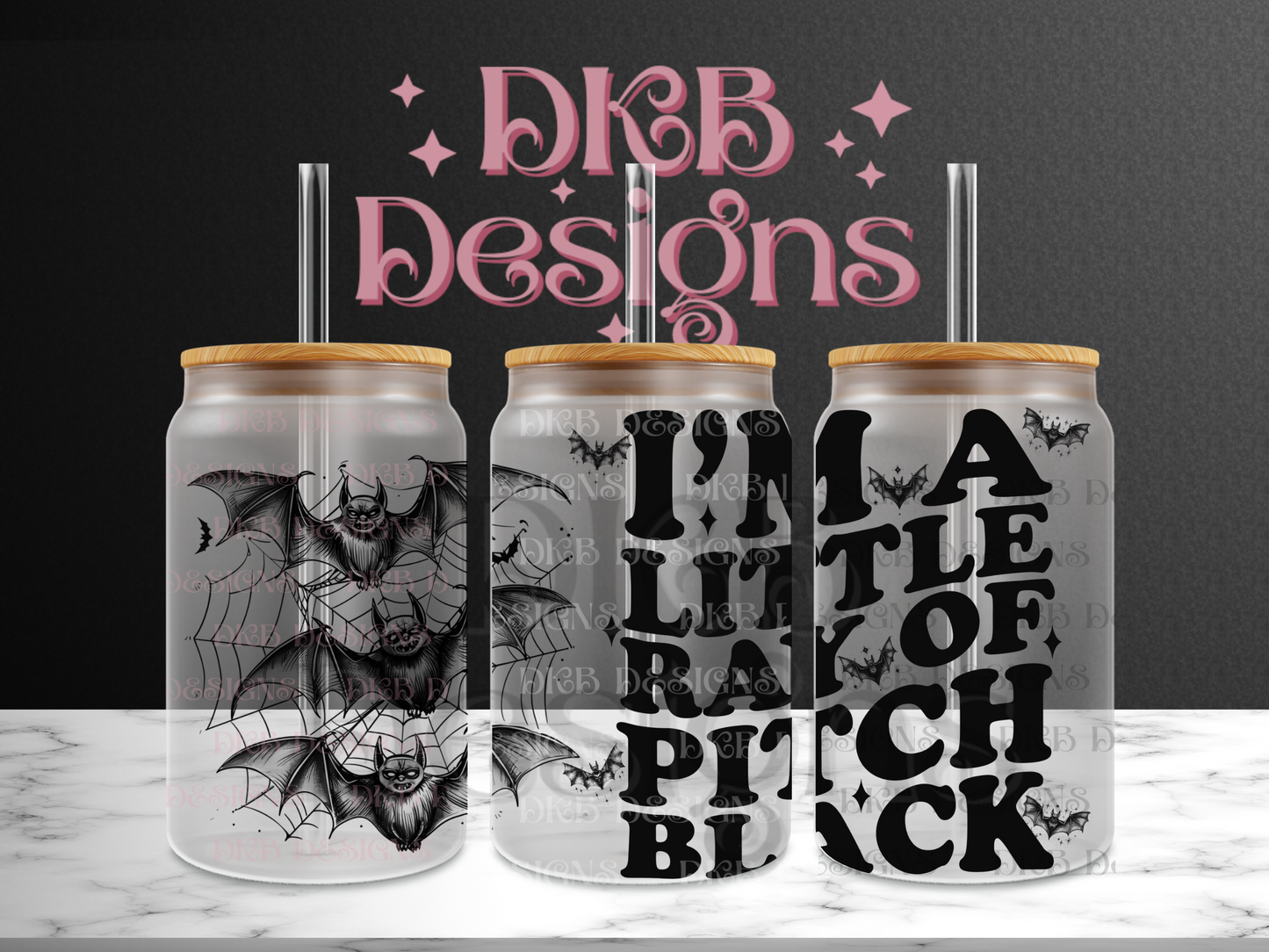 Day of pitch black 16oz glass can UV DTF