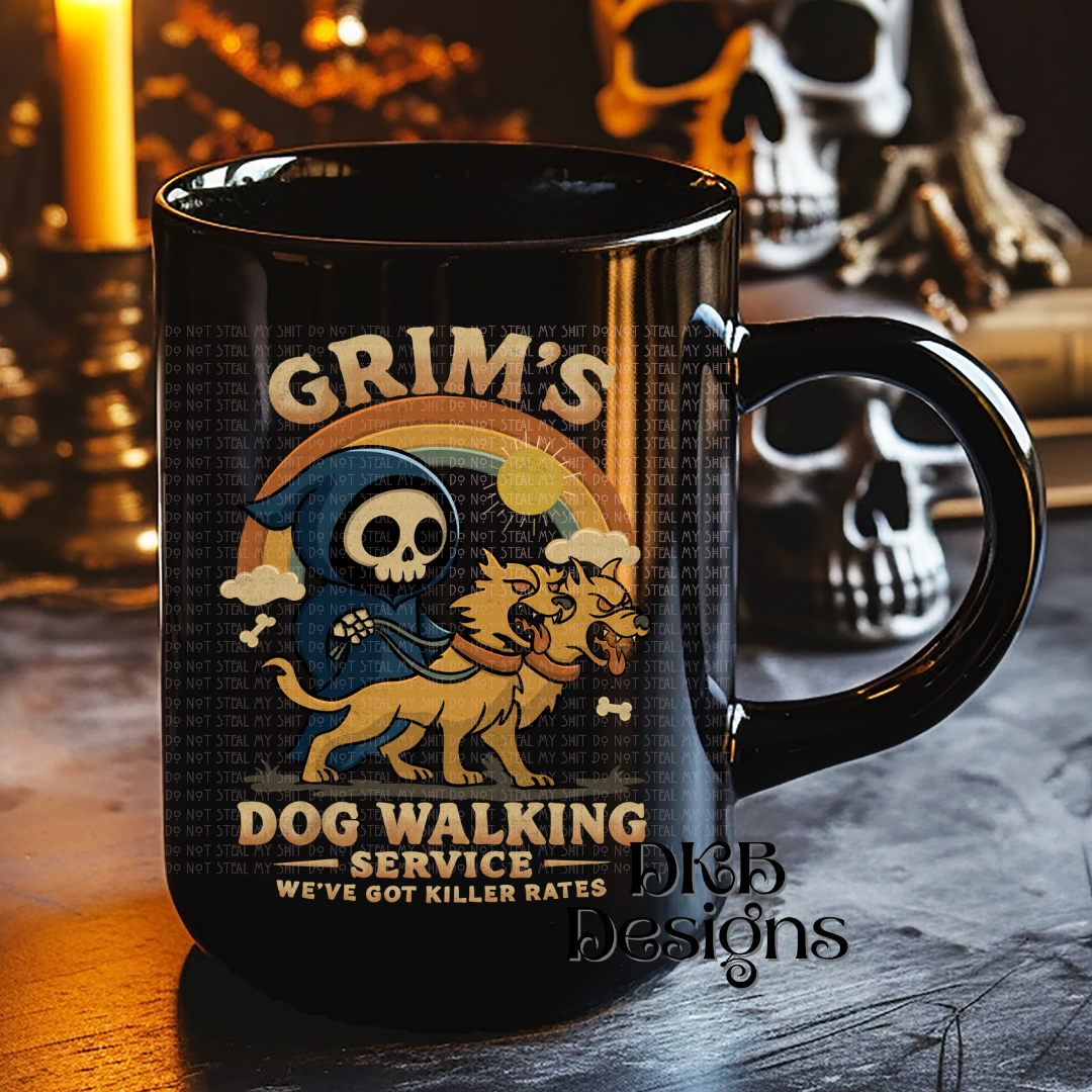 Grim's dog walking service UV DTF