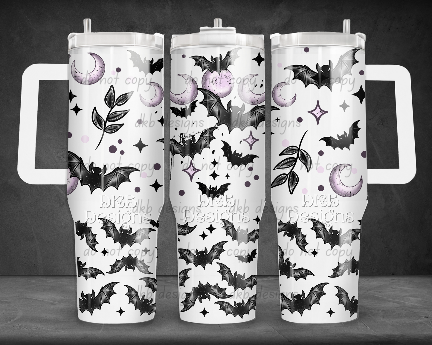 Bats and moons 40oz Tumbler UV DTF
