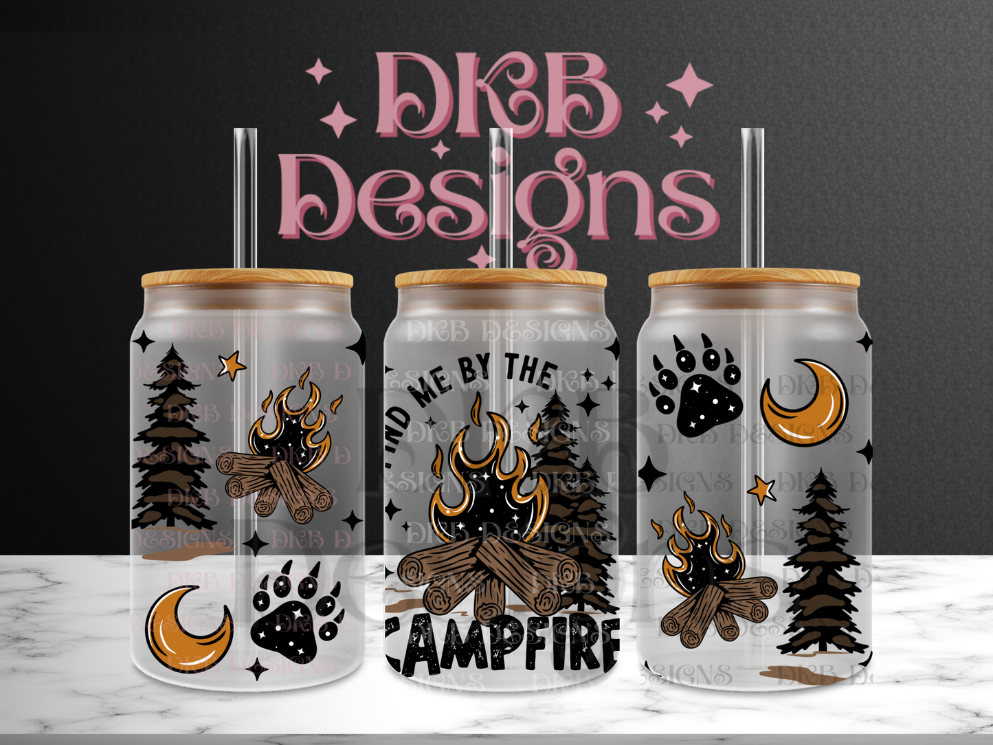 Find me by the campfire 16oz glass can UV DTF