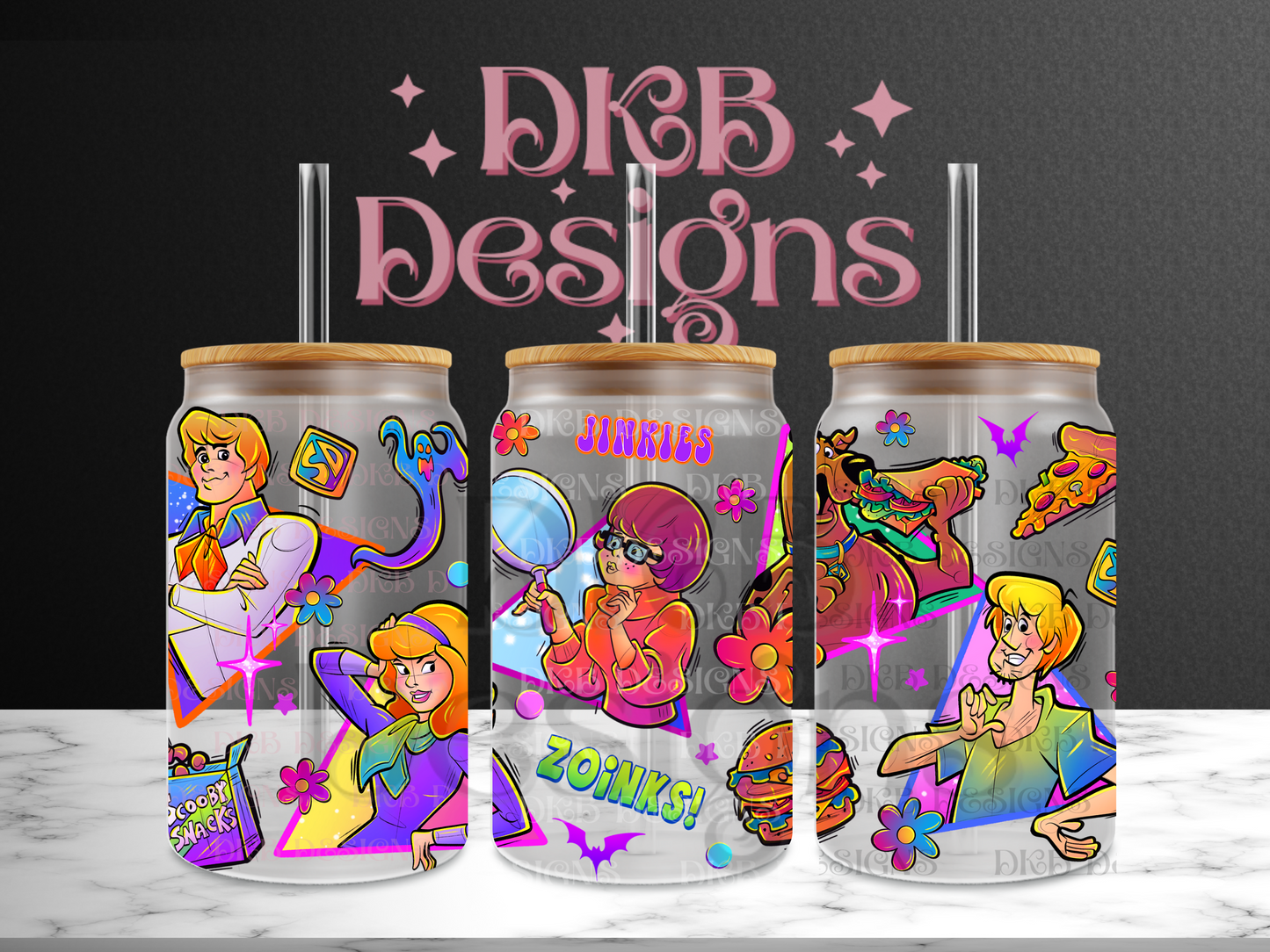 Zoinks 16oz glass can UV DTF