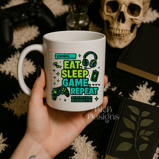 eat sleep game repeat UV DTF