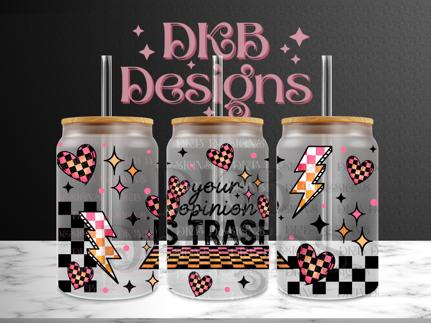 Opinion is trash 16oz glass can UV DTF