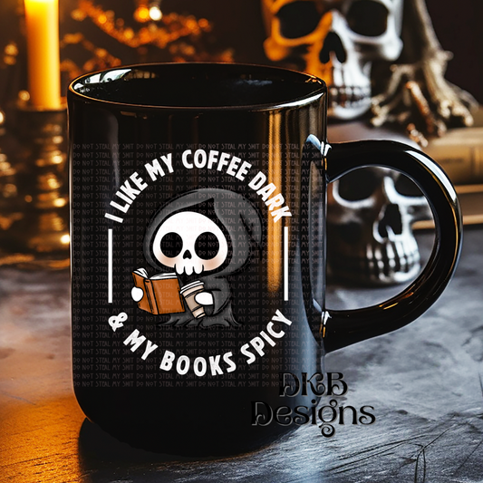 Coffee dark, books spicy white UV DTF