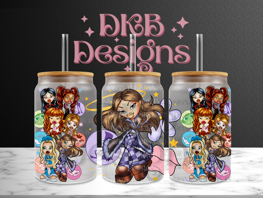 Dolls 16oz glass can UV DTF