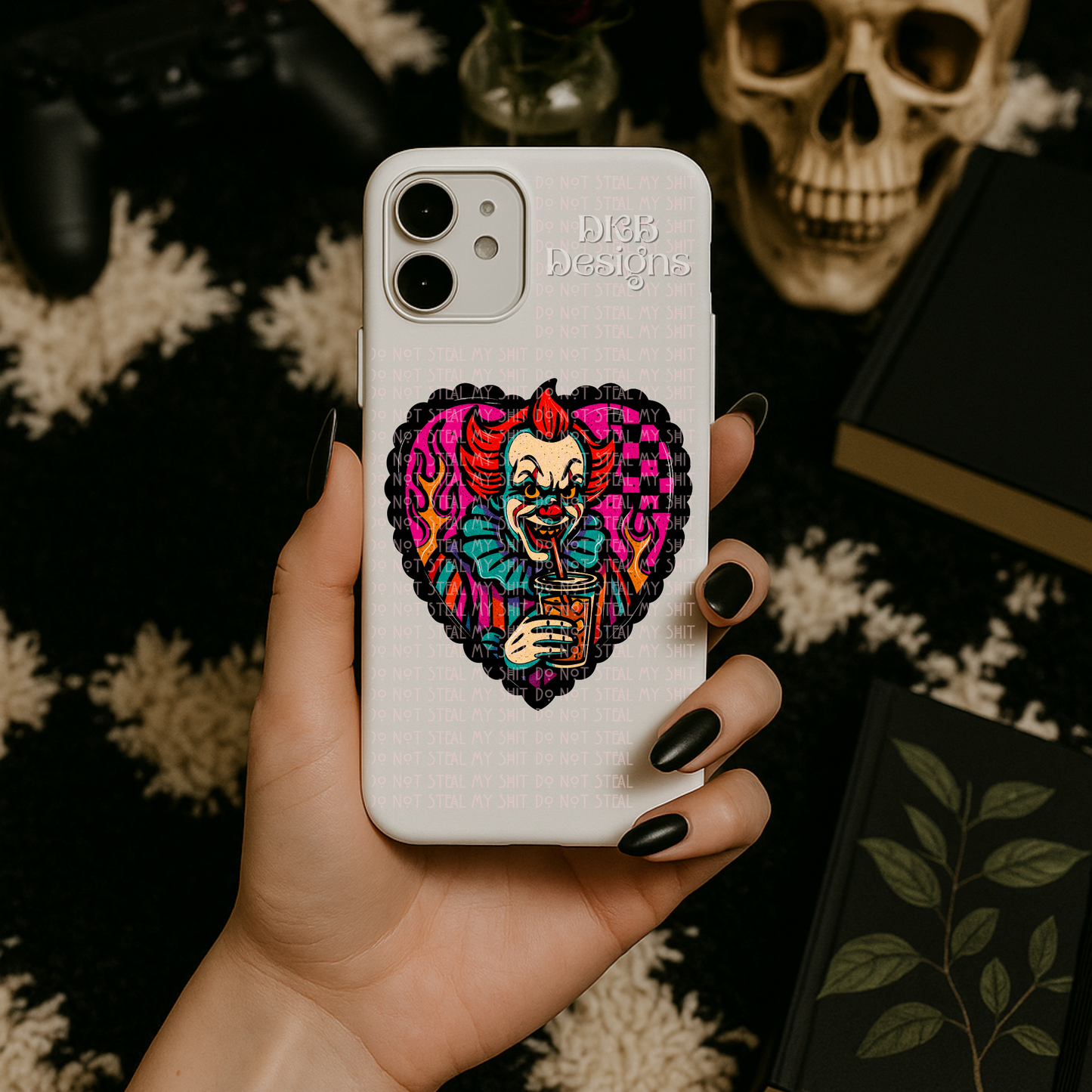 Horror coffee hearts UV DTF