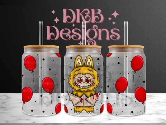 Horror monsters g red eyes 16oz glass can UV DTF