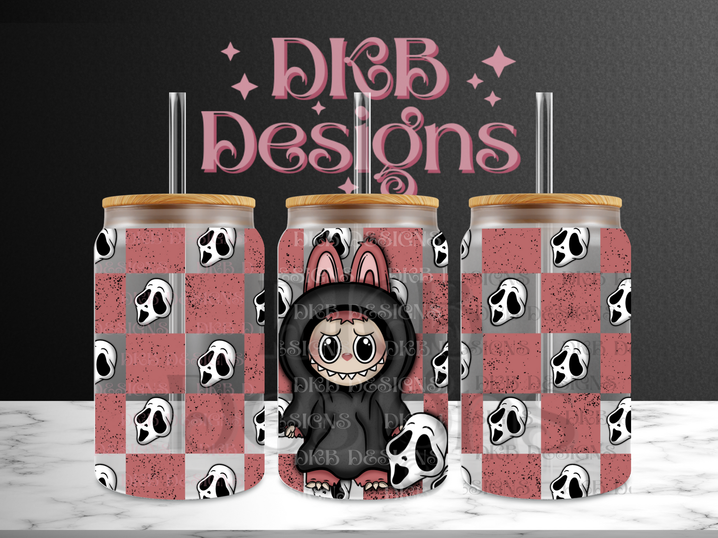 Horror monsters gf 16oz glass can UV DTF