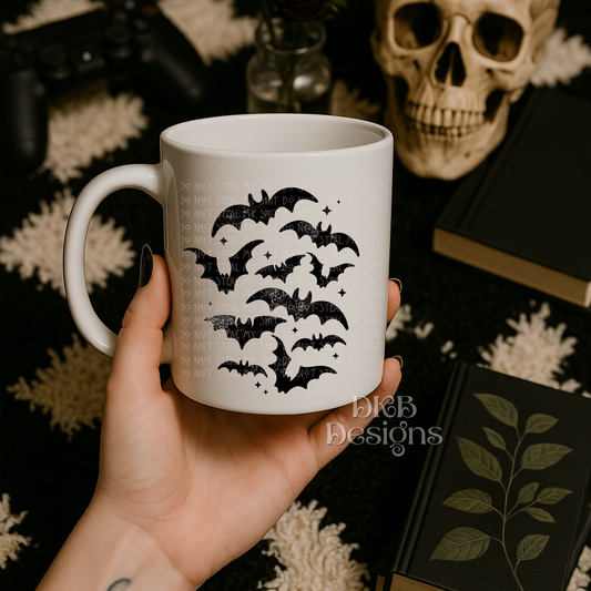 Black flying bats UV DTF