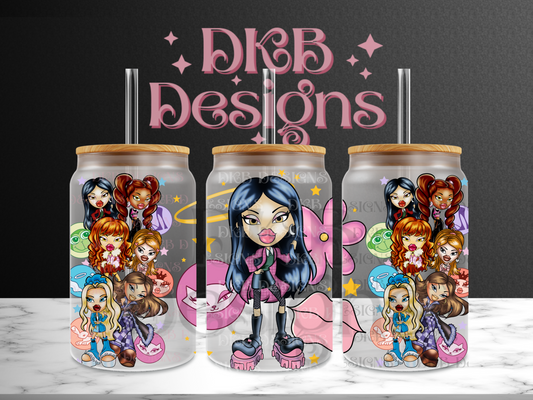 Dolls 16oz glass can UV DTF