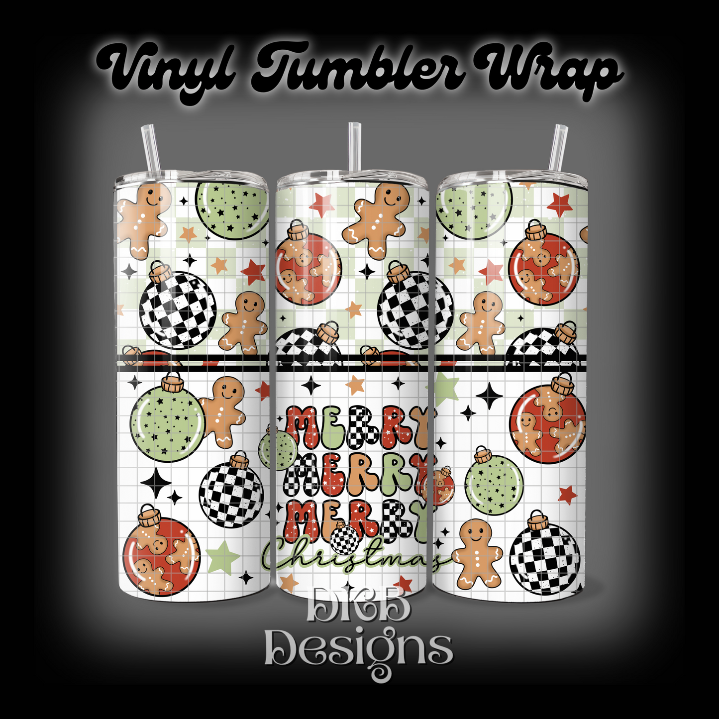 Red merry Christmas vinyl tumbler wrap