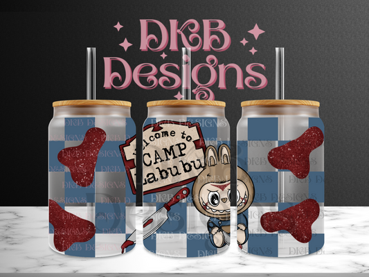 Horror monsters J faux glitter 16oz glass can UV DTF