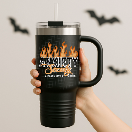 Anxiety society white UV DTF