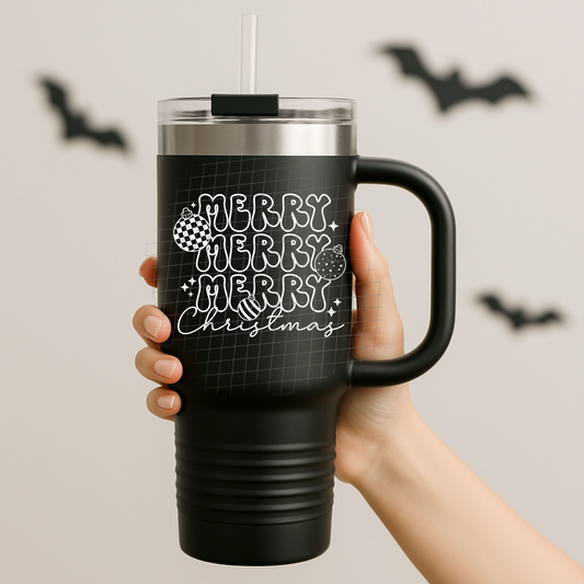 Merry Christmas white UV DTF