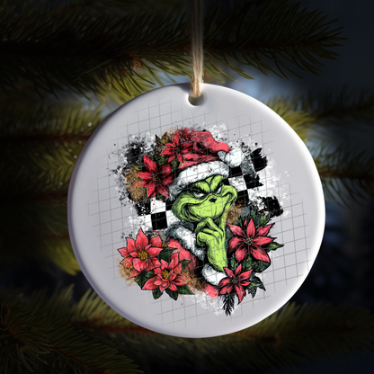 Mean green poinsettia UV DTF